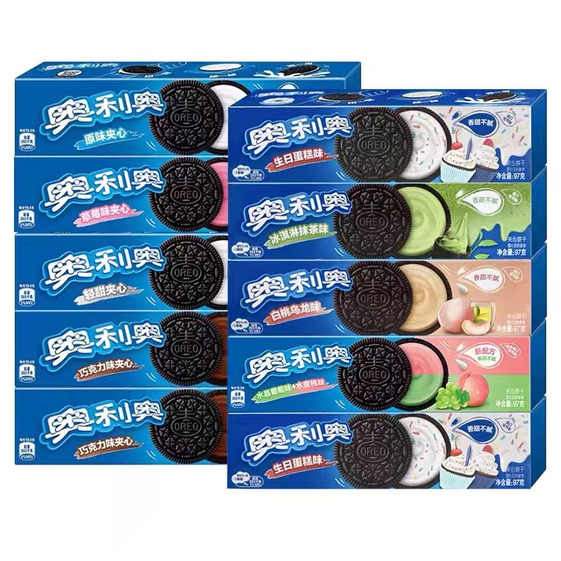 Venta al por mayor Galletas Venta caliente Bocadillos exóticos Oreo 97G Galletas chinas de varios sabores