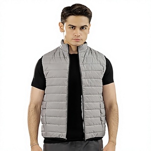 Chaleco Acolchado Gris con Cuello en V para Hombre, Cortavientos, Impermeable, Reversible, Formal, Ropa de Invierno, Cierre de Cremallera, Paisley - Product Image 1