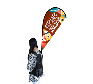 Customized Printing High Quality Cheap Wholesale Feather Teardrop Rectangle Waterproof Walking Advertising Backpack Flag
