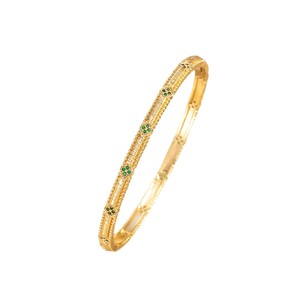 <b>Copper</b> Alloy Zircon Clover <b>Bracelet</b> For Women Minimalist Thin Band Bezel Setting Gift Jewelry - Product Image 5