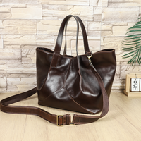 Tas Tote Kulit Asli Full Grain untuk Bisnis Kasual, Tas Kerja Kantor Stylish untuk Wanita, Multi-Kompartemen, Tas Laptop 14.2 inci