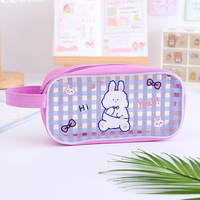Sac de rangement de papeterie, 1 pièce, étui à crayons portable étanche et transparent en PVC pour papeterie, dessin animé