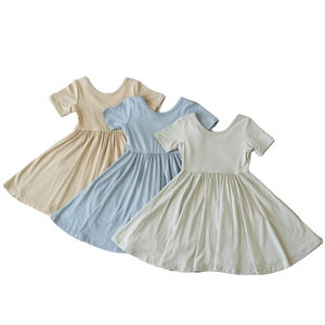 Vestido <span class=keywords><strong>de</strong></span> verano supersuave personalizado al por mayor para niñas, vestido <span class=keywords><strong>de</strong></span> baile <span class=keywords><strong>de</strong></span> color sólido, ropa <span class=keywords><strong>de</strong></span> bebé <span class=keywords><strong>de</strong></span> bambú, ropa para recién nacidos, Ropa para Niñas - Product Image 6