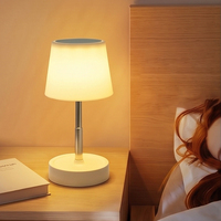 Lámpara de Mesa LED Telescópica con Altura Ajustable, Control Táctil, Recargable, Pantalla Plegable, Luz Cálida, Lámpara de Escritorio para Mesa de Noche
