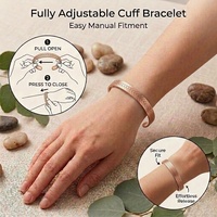 Bracelet ouvert magnétique unisexe en cuivre rouge pur à 99 %, forme cœur, aimant puissant, manchette vintage réglable, bijou cadeau pour poignet