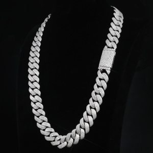 <strong>USA</strong> Stock 16mm 20mm 22mm Moissanite Chain Iced Out <strong>Jewelry</strong> 925 Silver Necklace Hip Hop VVS Moissanite Cuban Chain - Product Image 2