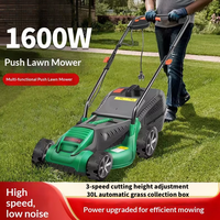 Cortacésped Eléctrico Industrial de 1600W, Tipo Manual, con Caja Recolectora de Césped de 30L, 220V, Desbrozadora y Recortadora de Césped, Certificación CE