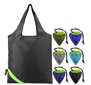 Eco-friendly pieghevole riutilizzabile Shopping Tote Bag pieghevole borse della spesa per il supermercato in poliestere Opp Bag lettera di colore personalizzato