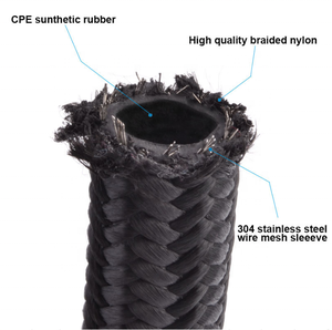 CPE-manguera de combustible trenzada de nailon negro, de acero inoxidable, caucho, 20 pies, 10 pies, NBR 3/8 #6 # an6 6AN 20FT - Product Image 2