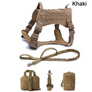 Set tali anjing kulit kuat 1000D mewah pabrik tali dada grosir dengan kamuflase kustom lampu LED bahan nilon hewan peliharaan - Product Image 3