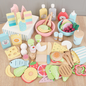 Juego de Comida de Juguete Ecológico y No Tóxico para Niños, Papas Fritas, Verduras, Frutas, Ensalada, Helado, Juguetes de Madera para Cocina Infantil - Product Image 4