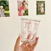 Vente en gros de tasses à lait en verre réutilisables, tasses à café en verre à paroi simple avec impression mignonne
