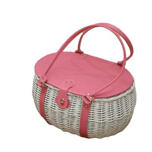 Lovey-cesta de <span class=keywords><strong>mimbre</strong></span> de color blanco teñido, <span class=keywords><strong>cajas</strong></span> de almacenamiento con tapa de PU rosa con Forro rosa - Product Image 1