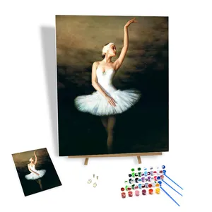 Pittura fai da te con i numeri Modern Swan Dance Girl stampa 3d dipingi con i numeri decorazioni per la casa regali decorazione arti Cr