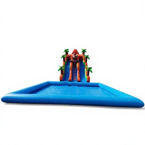 Parque acuático inflable gigante de calidad comercial para exteriores, tobogán acuático con forma de dinosaurio Vocalno con piscina. - Product Image 1