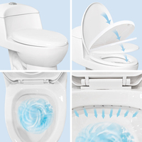 Cuvettes de WC monobloc en céramique à double chasse, à poser au sol, avec siphon intégré et chasse d'eau en céramique