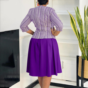 Conjunto de Traje para Mujer, Blazer a Cuadros, Vestido Azul Marino, Tallas S, M, L, XL, XXL, Estilo Casual, Elegante, para el Trabajo, Moda de Europa, América y África - Product Image 4