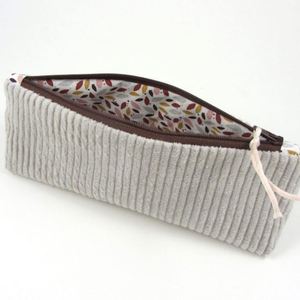 Long Corduroy Eco-Friendly Casual Pencil <b>Case</b> Custom Triangle Zipper Makeup Storage Organizer Pencil Stationery Bag Student Pen - Product Image 4