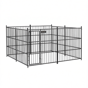 Recinto per cani in acciaio nero 118,1 x 118,1 x 72,8 pollici con serrature per cani di taglia grande, uso esterno - Product Image 1