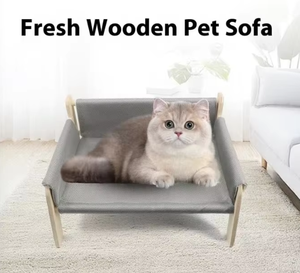 2025 Neues erhöhtes Massivholz-Katzen sofa mit abnehmbarem, weichem Matratzen bezug und Katzen hängematte - Product Image 6
