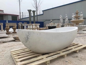 Bañera en forma ovalada <span class=keywords><strong>de</strong></span> mármol blanco sólido - Product Image 6