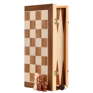 Houten Opvouwbare Schaakset 3 In 1 Spel Backgammon Dammen Houten Voor Opslag Volwassen Kinderen Beginner Groot Schaak 39*39*2.5Cm