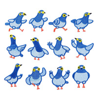 Patchs brodés amusants avec des pigeons, thermocollants ou à coudre, adaptés aux accessoires vestimentaires DIY tels que vêtements, sacs et chapeaux