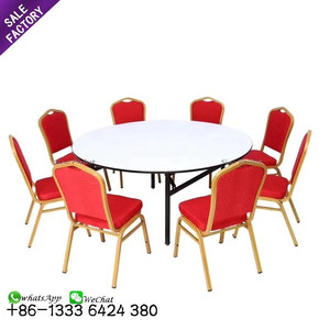 Sinoperfect-mesa plegable redonda con patas plegables para restaurante, muebles de madera contrachapada superior para fiesta en Hotel, banquete y boda, con silla - Product Image 1