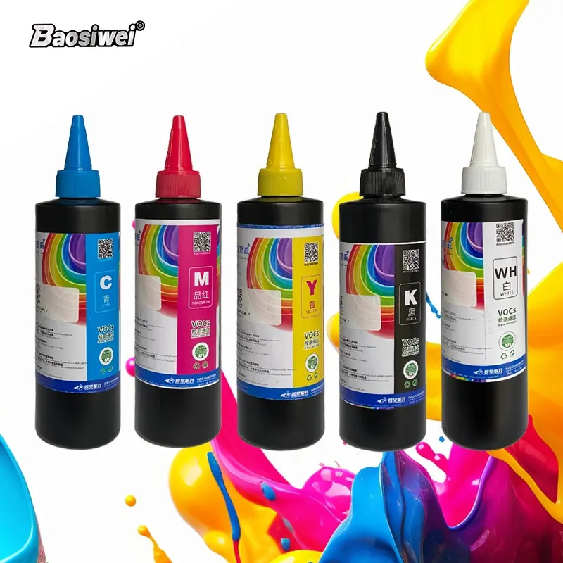 Baosiwei UV Ink 1L 500ml 250ml General purpose Premium color bottle filled with inkjet dye ink Eps UV Ink Factory direct