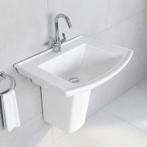 Ensemble de lavabo demi-pied en granit blanc massif, résistant à l'eau, pour villa, vente en gros - Product Image 1
