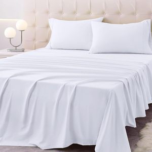 Sợi Nhỏ Tấm Ga Trải Giường 4 Pcs Thiết Lập Đôi Phẳng Rắn Đồng Bằng Chải Polyester Bedsheets <span class=keywords><strong>Set</strong></span> Bán Buôn Nhà Bộ Đồ Giường Đặt - Product Image 1