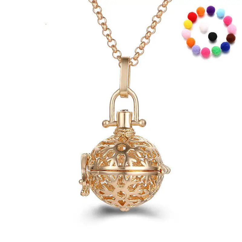 Fashion pregnant jewelry snow flake essential oil chime ball bell beads necklace pendant