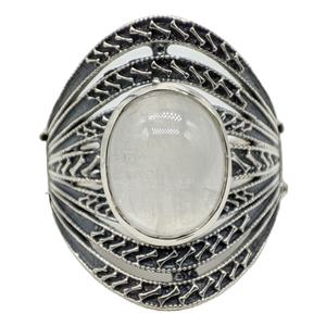 Anillo de piedra lunar arcoíris hecho a mano en plata de ley 925, ajustable, joyería fina para mujer, piedra de cristal pulida - Product Image 5