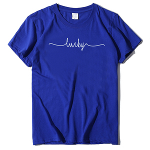 Chanceux imprimé <span class=keywords><strong>T</strong></span>-shirts drôle é<span class=keywords><strong>t</strong></span>é Blouse mode ample à manches courtes décontracté <span class=keywords><strong>Femme</strong></span> hauts coton <span class=keywords><strong>t</strong></span>-<span class=keywords><strong>shirt</strong></span> pour les femmes - Product Image 3