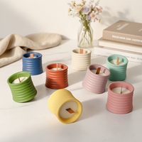 Bougie parfumée de luxe en pot de ciment céramique avec mèche en bois, bougie originale en cire de soja naturelle, arôme pour la décoration de la maison, cadeau de mariage