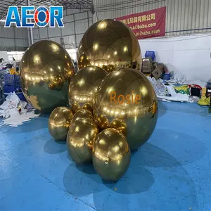 Melhor popular pvc inflável espelho bola decoração tamanho personalizado inflável ouro espelho bola para festa