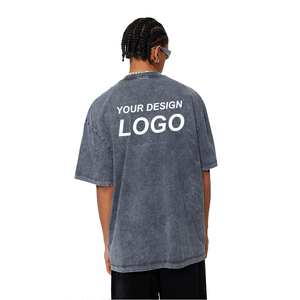Kaos <span class=keywords><strong>Vintage</strong></span> Heavyweight Stone Washed Streetwear Musim Panas dengan Sablon Grafis Logo Kustom OEM ODM - Product Image 5