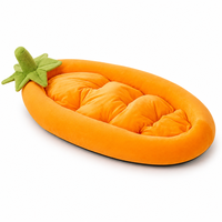 Nid pour animaux de compagnie en peluche Eggplant, lit pour chat ovale pour sommeil profond, coussin matelassé, décor tige de feuille verte non amovible, 5 tailles du S au XXL