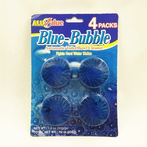 Limpiador de Inodoros en Bloque Azul, 4 Piezas, Venta al Por Mayor Sin Pedido Mínimo, Limpiador de Inodoros con Burbujas Azules, Bloque para Borde de Inodoro, Se Puede Vender en Cantidades Pequeñas - Product Image 1