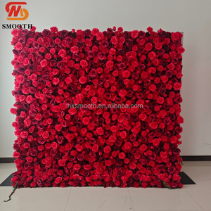 Smooth Dense 5D Artificial <b>Flower</b> Red Rose <b>Wall</b> Wedding Backdrop Easy installation Silk Rose Floral <b>Wall</b> <b>Panel</b> For Party - Product Image 1