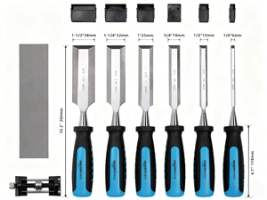 <strong>Professional</strong> 8-Piece Woodworking <strong>Chisel</strong> Set - Multi-Size <strong>Chisels</strong> with 1 Honing Guide &amp; Sharpening <strong>Stone</strong>, High Precision Tool - Product Image 3