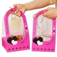 Boîte cadeau en forme de cœur de 4 pouces, transparente et épaissie, pour gâteau mousse, avec cordon en velours pour transport
