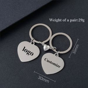 Porte-clés personnalisé en acier inoxydable avec pendentif cœur magnétique pour couple, impression UV, matériau vierge pour photo, cadeau - Product Image 2