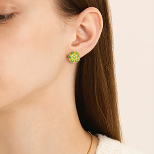 Authentic spinach green natural jade and jadeite <b>stud</b> earrings for women, made of S925 <b>silver</b> with inlaid jade - Product Image 3