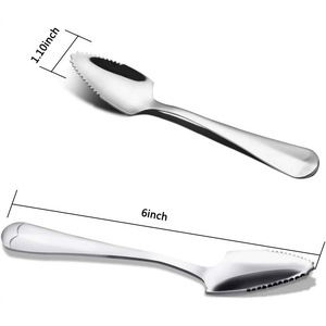 1010 Stainless Steel Scraper <b>Spoon</b>, <b>Grapefruit</b> Knife, Toothed Fruit Scoop, Dessert <b>Spoon</b>, Fruit <b>Spoon</b>, Orange Peeling <b>Spoon</b>, - Product Image 1