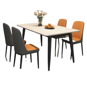 Ensemble table et chaises de salle à manger 4 pièces rectangulaire style moderne marbre minimaliste gain de place pour petits appartements - Product Image 5