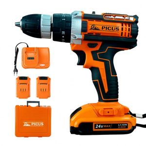 Taladro Eléctrico Inalámbrico de 24 V de Buena Calidad con Función de Impacto, Dos Baterías, Un <span class=keywords><strong>Cargador</strong></span>, Caja de Plástico, Taladro Percutor Inalámbrico de Iones de Litio - Product Image 1