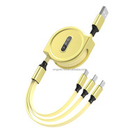 Micro-USB-Ladekabel Typ C für Mobiltelefone 3 in 1 Buntes einziehbares USB-Schnell ladekabel