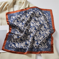 Selendang Sutra Mewah Motif Paisley untuk Wanita, Syal Satin Elegan, Selendang Custom Logo untuk Aksesori Fashion Wanita