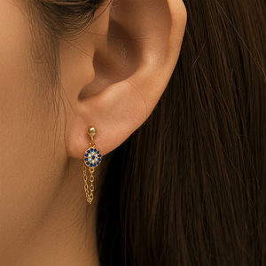 CANNER <b>Silver</b> <b>Earrings</b> for Women CZ Diamond 18K Gold Plated 925 <b>Sterling</b> <b>Silver</b> Tassel Chain Eye <b>Stud</b> <b>Earrings</b> Jewelry - Product Image 4